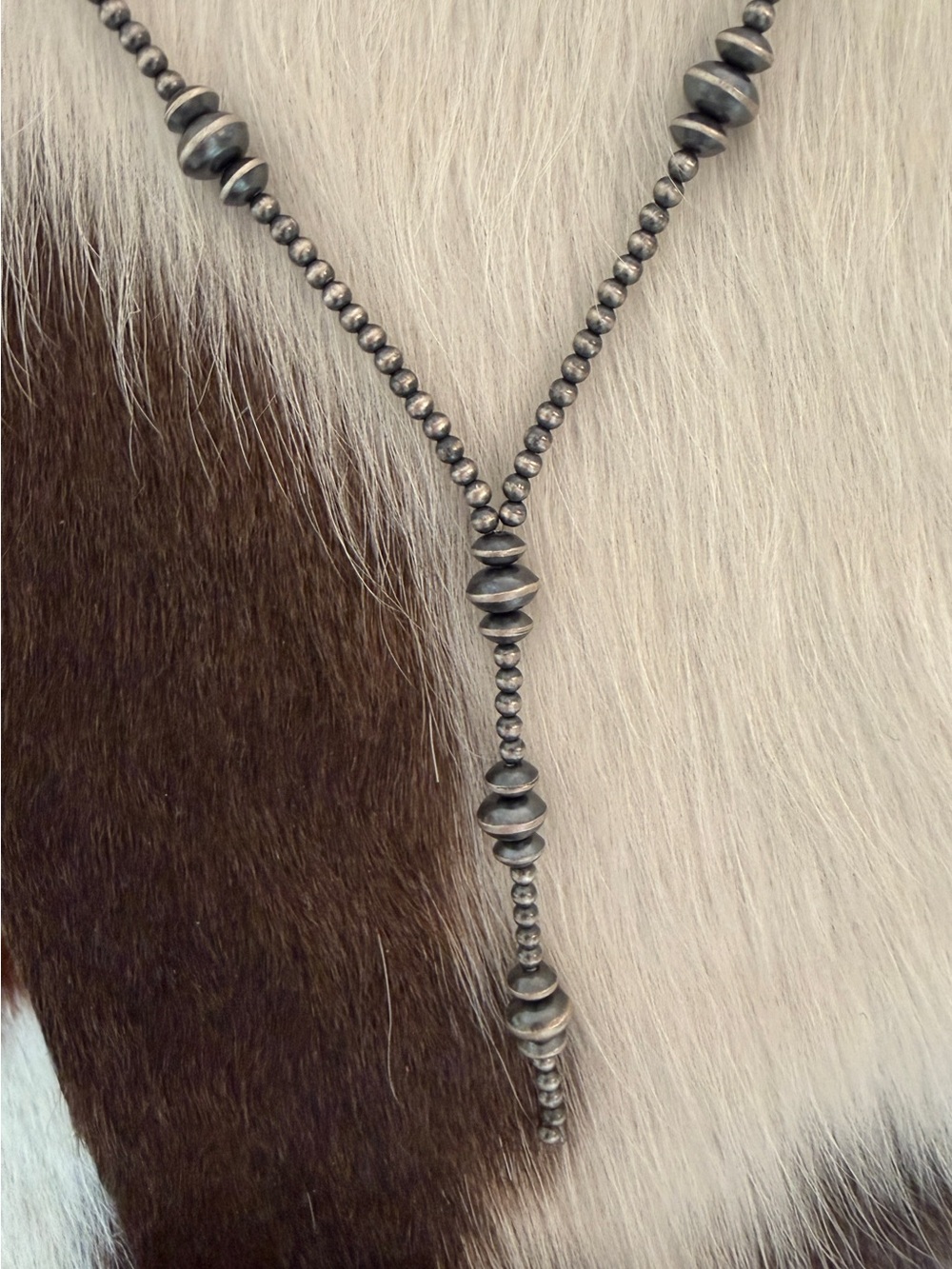 ❤️3mm 6mm 8mm Graduated Desert Pearls & Saucers Sterling Lariat Necklace 20+ 2”L - Picture 4 of 10